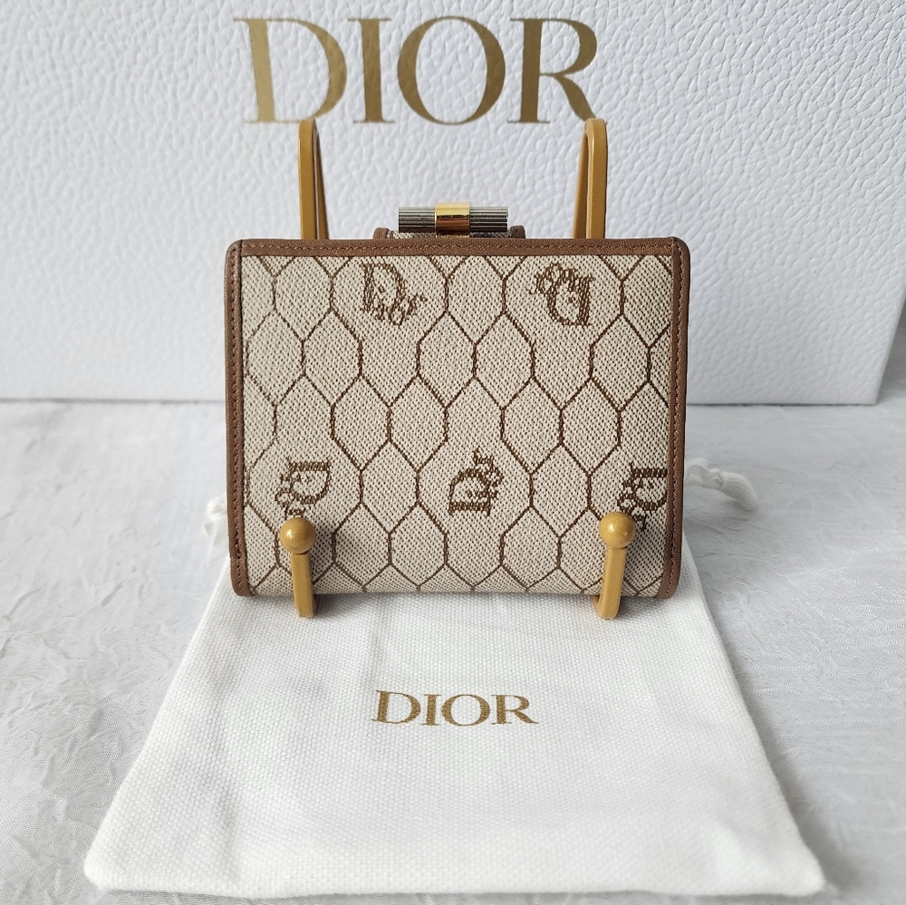 Auth Dior Honeycomb Bifold Wallet